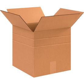 Multi Depth Cardboard Corrugated Boxes, 12"L x 12"W x 10"H, Kraft