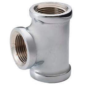 Chrome Plated Brass Pipe Fitting 1-1/4 X 1-1/4 X 1 Reducing Tee NPT Female