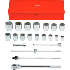 1" Drive 22 Piece Socket Set - 12 Point