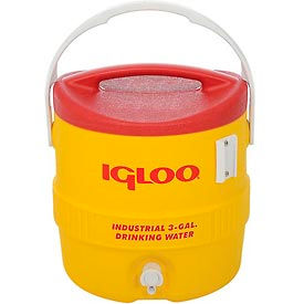 Beverage Cooler, Insulated, Yellow / Red, 3 Gallons