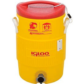 Water & Beverage Cooler, Heat Stress Solution, Yellow, 5 Gallons