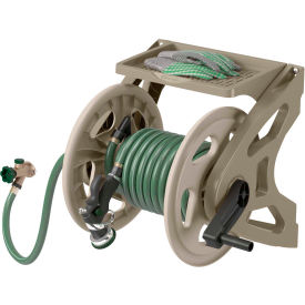 Wall-Mount Hose Reel With Tray - Dark Taupe