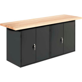Wall, Island Workbench, 2 Cabinets, 72"W x 24"D, Black