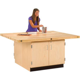 4 Station Workbench, 4 Vises, 64"W x 54"D, Tan