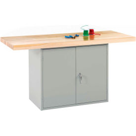 Diversified Spaces 2 Station Workbench, 1 Cabinet, No Vice, 64"W x 28"D, Gray