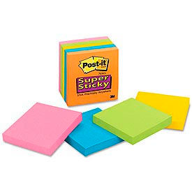 Super Sticky Neon Fusion Notes, 3 x 3, Assorted Colors, 12 Pads/Pack