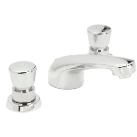 Lavatory Metering Faucet, Self-Closing Push Buttons, 8" Center, Cast Spout