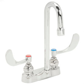 Deck Mount Medical Lavatory Faucet, Swivel/Rigid Gooseneck, 2.2 GPM, 4" Handles