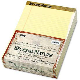 Second Nature Recycled 8-1/2x11 Pads, White, Legal Rule, 50 Sheets/Pad, 12/Pk