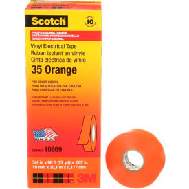 Scotch Vinyl Electrical Color Coding Tape 35-Orange, 3/4" X 66'