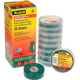 Scotch Vinyl Electrical Color Coding Tape 35-Green, 3/4" X 66'