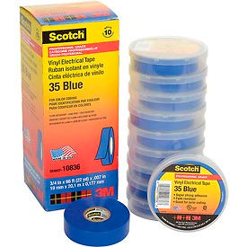 Scotch Vinyl Electrical Color Coding Tape, Blue, 3/4" X 66'