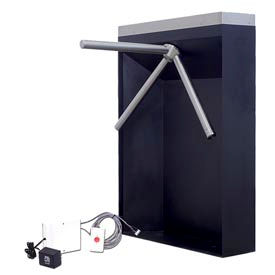 3-Arm Mechanical Turnstile Left Handed with Free Exit - Black Cabinet