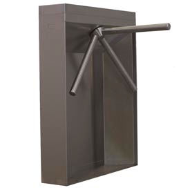 3-Arm Electric Turnstile Right Handed w/ Free Exit - Stainless Steel Cabinet