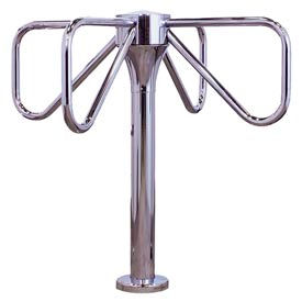 4-Arm Turnstile w/ Posts and Rails Counter Clockwise Direction - Mirror Chrome