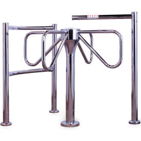 4-Arm Turnstile w/ Posts and Rails Clockwise Direction - Satin Chrome