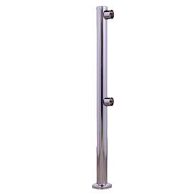 Double Rail End Post - Satin Chrome