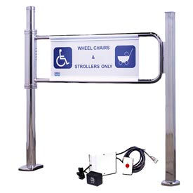 Magnetically Locking Swing Gate with Right Handed Handicap - Mirror Chrome