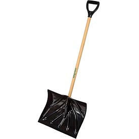 18" Poly Combo Snow Shovel with Wood D-Grip Handle