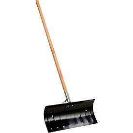 24" Steel Blade Snow Pusher Shovel with Straight Wood Handle