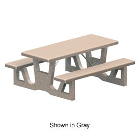 72" Rectangular Picnic Table, Concrete, Tan
