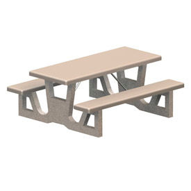 72" Rectangular Picnic Table, Concrete, Gray