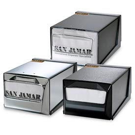 Countertop Napkin Dispensers, 5-1/2 h x 7-5/8 w x 11 d, Chrome Face, Blk Body
