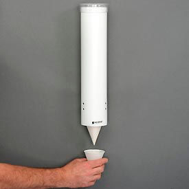 Cup Dispensers, Medium, Pull-Type, White, 16" Tube, High Impact Plastic