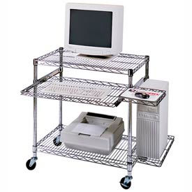Chrome Wire Mobile Computer Workstation, 29-1/2"W x 18"D x 42"H