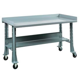 Mobile Teardown Workbench W/ C Channel Leg, Steel Square Edge, 60"W x 29"D, Sebring Gray