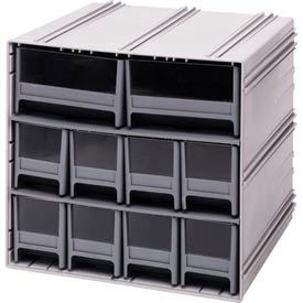 Interlocking Storage Cabinet - 11-3/4"Wx11-3/8"Dx11"H - 10 Gray Drawers