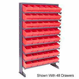 Single Sided Rack 12"x36"x60" with 32 Red Euro Drawers