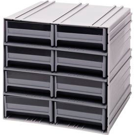 Interlocking Storage Cabinet - 11-3/4"Wx11-3/8"Dx11"H - 8 Gray Drawers