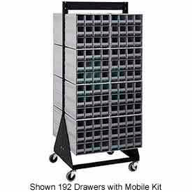 48"H Double Sided Floor Stand with 192 Gray Drawer Interlocking Storage Cabinet