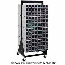 48"H Double Sided Floor Stand with 256 Gray Drawer Interlocking Storage Cabinet