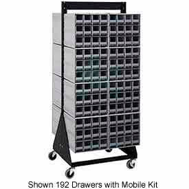 48"H Double Sided Floor Stand with 96 Gray Drawer Interlocking Storage Cabinet
