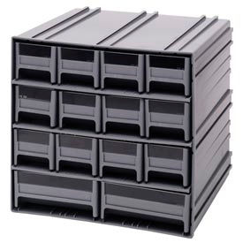 Interlocking Storage Cabinet - 11-3/4"Wx11-3/8"Dx11"H - 14 Gray Drawers