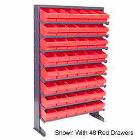 Single Sided Rack 12"x36"x60" with 72 Gray Euro Drawers