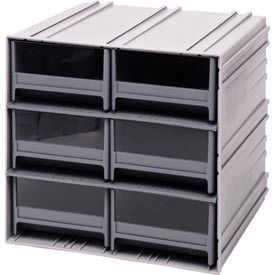 Interlocking Storage Cabinet - 11-3/4"Wx11-3/8"Dx11"H - 6 Gray Drawers