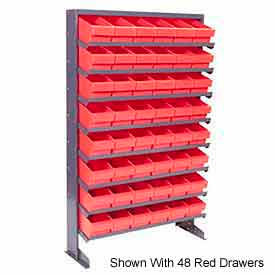 Single Sided Rack 12"x36"x60" with 44 Gray Euro Drawers