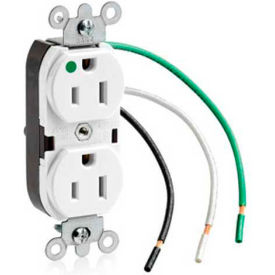 15a, 125v, Slim Body Duplex Receptacle, Grounding, White