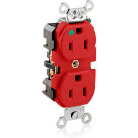 Duplex Receptacle, Straight Blade, Self Grounding, Red