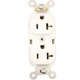 20a, 125v, 2p, 3w, Duplex Receptacle, Straight Blade, White
