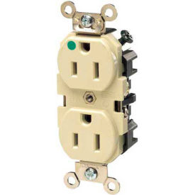 15A, 125V, 2P, 3W, Duplex Receptacle, Straight Blade, Self Grounding, Ivory