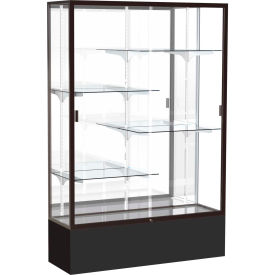 Display Case Black Base, Bronze Frame, Mirror Back 48"W x 16"D x 72"H