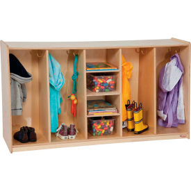 Wood Designs Tip-Me-Not 4 Section Locker, 54"W x 16"D x 30"H, Brown, Assembled
