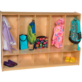 Tot 5 Section Locker, 54"W x 15"D x 36"H, Brown, Assembled