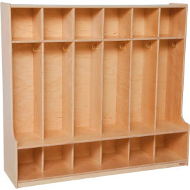 6 Section Seat Locker, 54"W x 15"D x 49"H, Brown, Assembled
