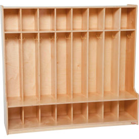 8 Section Seat Locker, 54"W x 15"D x 48"H, Brown, Assembled
