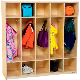 5 Section Locker, 48"W x 15"D x 48"H, Brown, Assembled